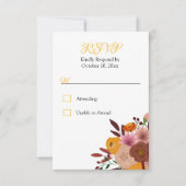 Fall Blume Weißes UAWG ohne Ernährungsoption Reakt RSVP Karte (Vorderseite)