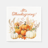 Fall Blume White Pumpkin Erntedank Dinner Serviette (Vorderseite)