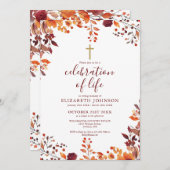 Fall Blumenbeerdigung Christlich Lebensbeerdigung Einladung (Vorne/Hinten)