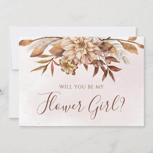 Fall Blumenblättern werden Sie mein Blumenmädchen Einladung (Vorderseite)