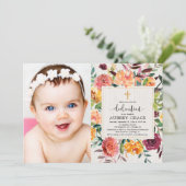 Fall Blumenburgunder erröten Widmungs-Foto Einladung (Stehend Vorderseite)