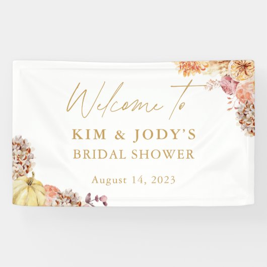 Fall Blumenfall in Liebe Brautparty Willkommen Banner (Horizontal)