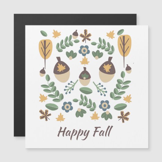 Fall Blumengrün Blätter Acorn Muster Magnetkarte (Vorne/Hinten)