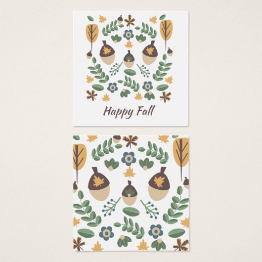 Fall Blumengrün Blätter Acorns Display Cards (Vorne & Hinten)