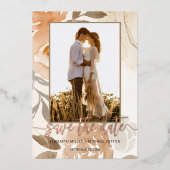 Fall Blumenhochzeit Rose speichern das Datum Gold Folieneinladung (Vorderseite)