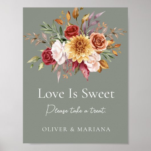 Fall Blumensage Grüne Hochzeit Liebe ist süßes Zei Poster (Vorne)