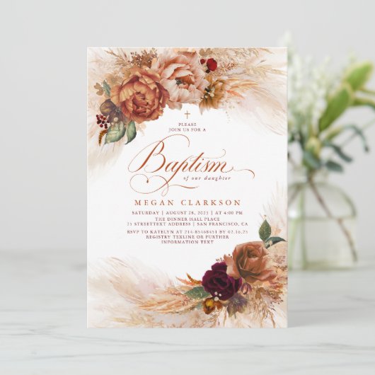 Fall Blumentaufen Einladung (Stehend Vorderseite)