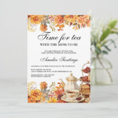 Fall Blumentee mit Mama als Babydusche Einladung (Stehend Vorderseite)