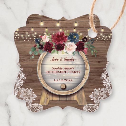 Fall Blumenwein Rebberge Party Geschenkanhänger (Rückseite)