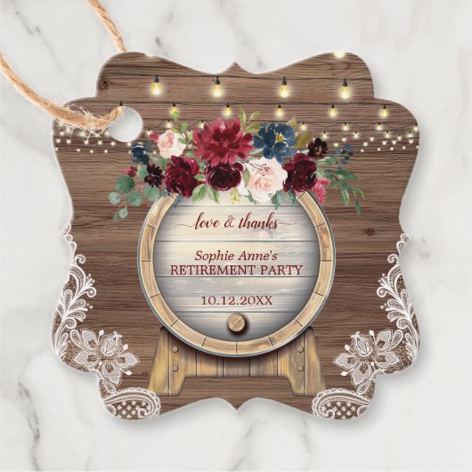 Fall Blumenwein Rebberge Party Geschenkanhänger (Vorderseite)