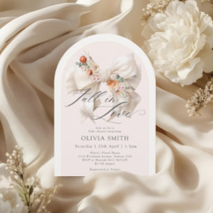 Fall Blumenweißer Bow Fall in Liebe Babydusche Einladung