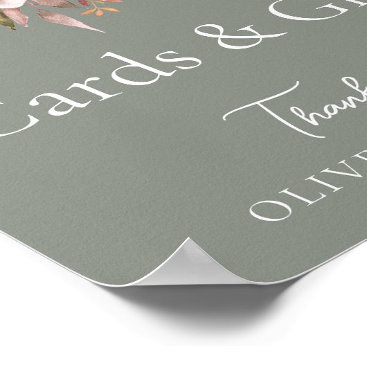 Fall Blumenzettel Grüne Hochzeitskarten & Geschenk Poster (Ecke)