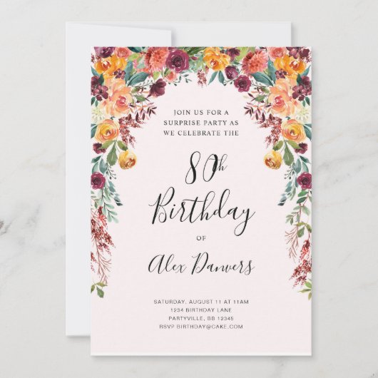 Fall Bluorgeburt Einladung jedes Alter Meilenstein (Vorderseite)