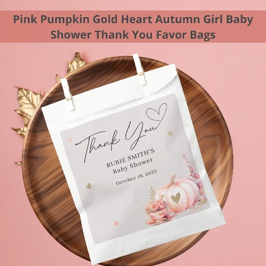 Fall Blush Pink Pumpkin Gold Herzlichen Dank Geschenktütchen