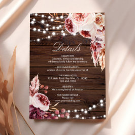 Fall Bohemische Rose Rustikale Holzhochzeiten Deta Begleitkarte