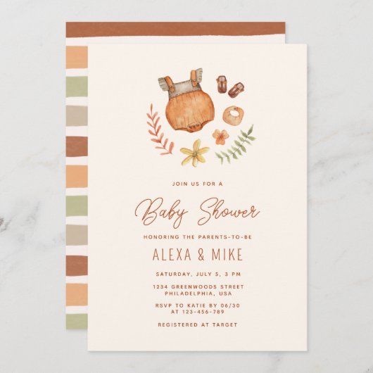Fall Boho Baby Clothes Gender Neutral Baby Dusche Einladung (Vorne/Hinten)