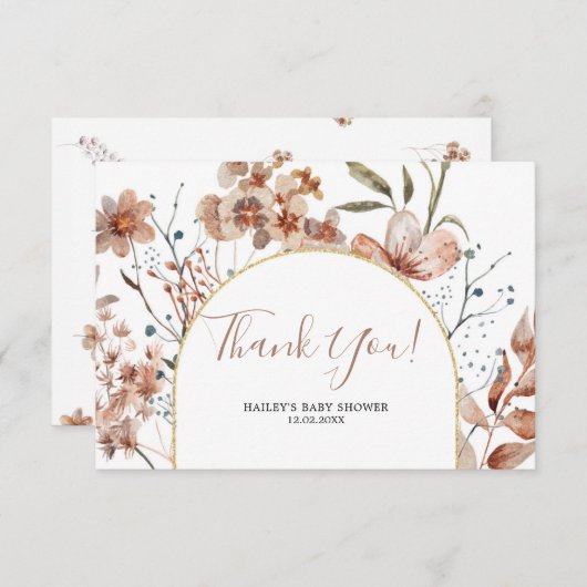 Fall Boho Baby Dusche Danke Karte (Vorne/Hinten)