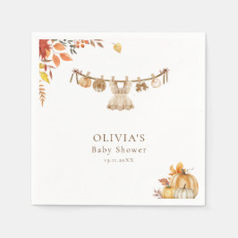 Fall Boho Babydusche, ein kleiner Kürbis auf ihrem Serviette