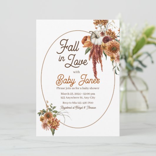 Fall Boho Babydusche Einladung (Stehend Vorderseite)