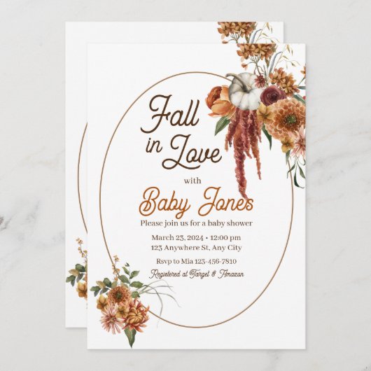 Fall Boho Babydusche Einladung (Vorne/Hinten)