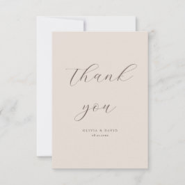 Fall Boho Beige Simple Modern Script Wedding Foto Dankeskarte