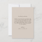 Fall Boho Beige Simple Modern Script Wedding Foto Dankeskarte (Rückseite)