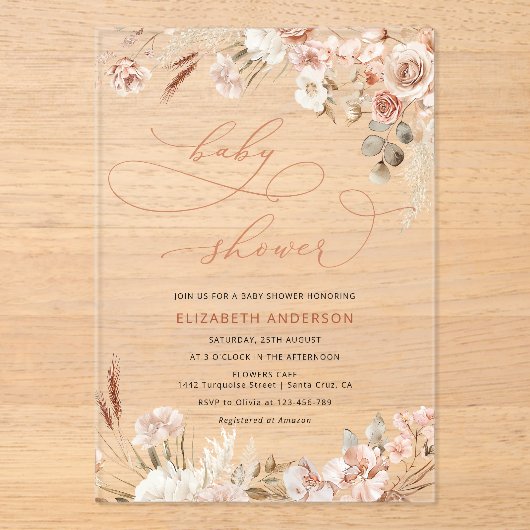 Fall Boho Bläschen neutrale Babydusche Acryleinladungen (Vorderseite)