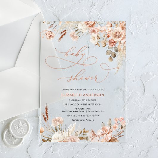 Fall Boho Bläschen neutrale Babydusche Acryleinladungen