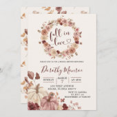 Fall Boho Blush und Marsala Floral Pumpkin Dusche Einladung (Vorne/Hinten)