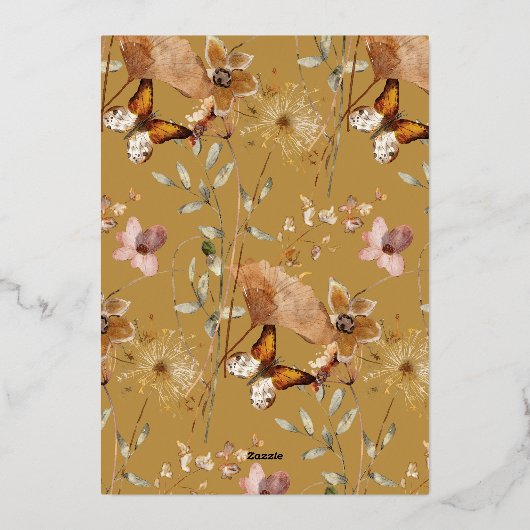 Fall Boho Brautparty Foil Einladung (Rückseite)