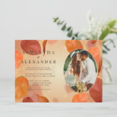 Fall Boho Burnt Orange Blätter QR Code Wedding Einladung (Stehend Vorderseite)