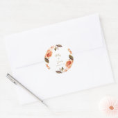 Fall Boho Burnt Orange Floral Wedding Runder Aufkleber (Umschlag)