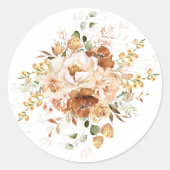 Fall Boho Burnt Orange Flower Garden Hochzeit Runder Aufkleber (Vorderseite)
