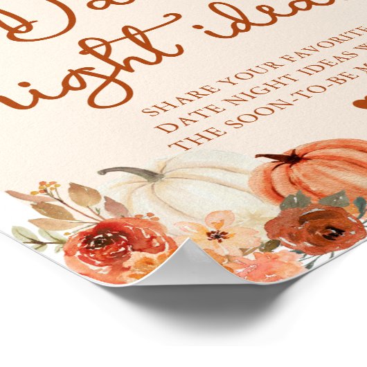 Fall Boho Burnt Orange Pumpkin Date Night Ideas Poster (Ecke)