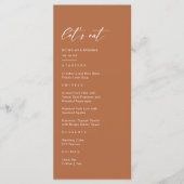 Fall Boho Burnt Orange Wedding Menükarte (Vorderseite)