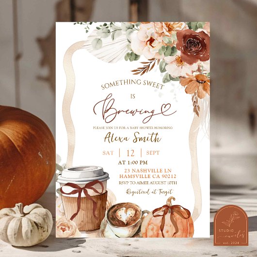Fall Boho Coquette Pumpkin Coffee Baby Dusche Einladung