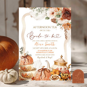 Fall Boho Coquette Pumpkin Teezeremonie Party Brau Einladung