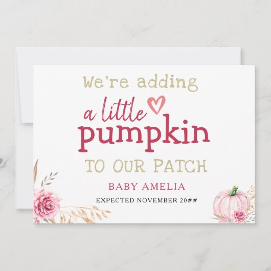 Fall Boho Erntedank Pumpkin Baby Ankündigung (Vorderseite)