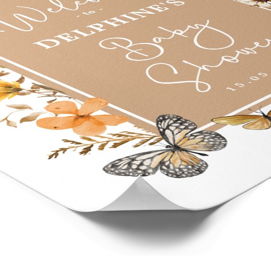 Fall Boho Fairy Wildblume Babydusche Willkommen Poster (Ecke)