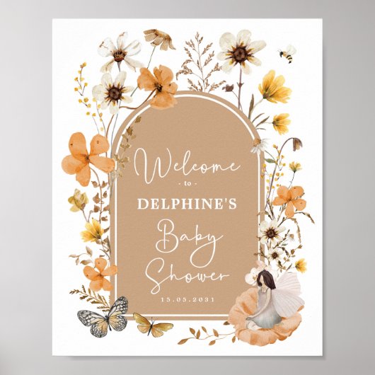 Fall Boho Fairy Wildblume Babydusche Willkommen Poster (Vorne)