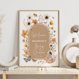 Fall Boho Fairy Wildblume Babydusche Willkommen Poster