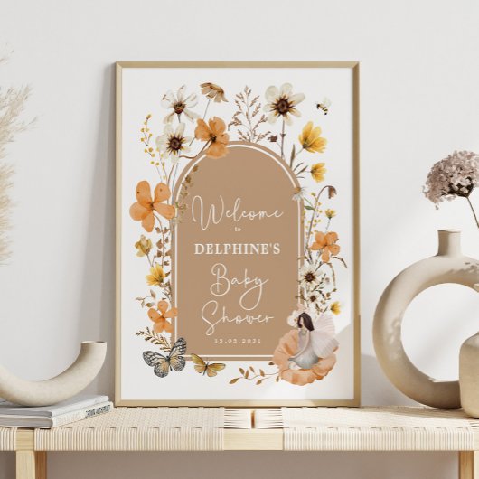 Fall Boho Fairy Wildblume Babydusche Willkommen Poster