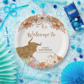 Fall Boho Floral Highland Kuh Baby Dusche Willkomm Pappteller (Party)