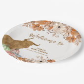 Fall Boho Floral Highland Kuh Baby Dusche Willkomm Pappteller (Schrägansicht)
