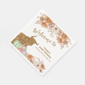 Fall Boho Floral Highland Kuh Baby Dusche Willkomm Serviette (Ecke)