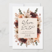 Fall Boho Floral Save the Date Foto-Karte (Vorderseite)