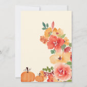 Fall Boho Kleine Kürbiscreme Blütendusche Einladung (Rückseite)