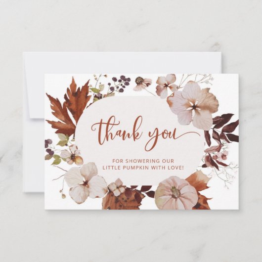 Fall Boho Kürbis Babydusche Dank Karte (Vorderseite)