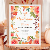 Fall Boho Kürbis Blumendusche Begrüßung Poster