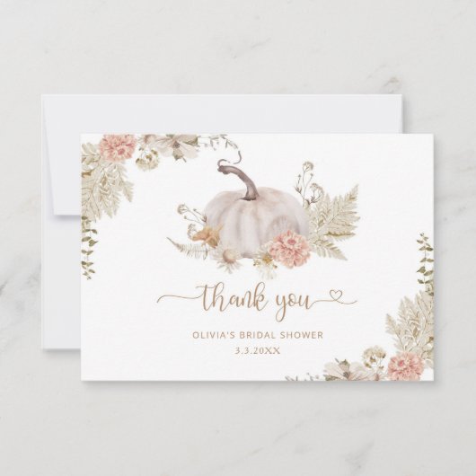 Fall Boho Kürbis Brautparty Dankeschön Karte (Vorderseite)